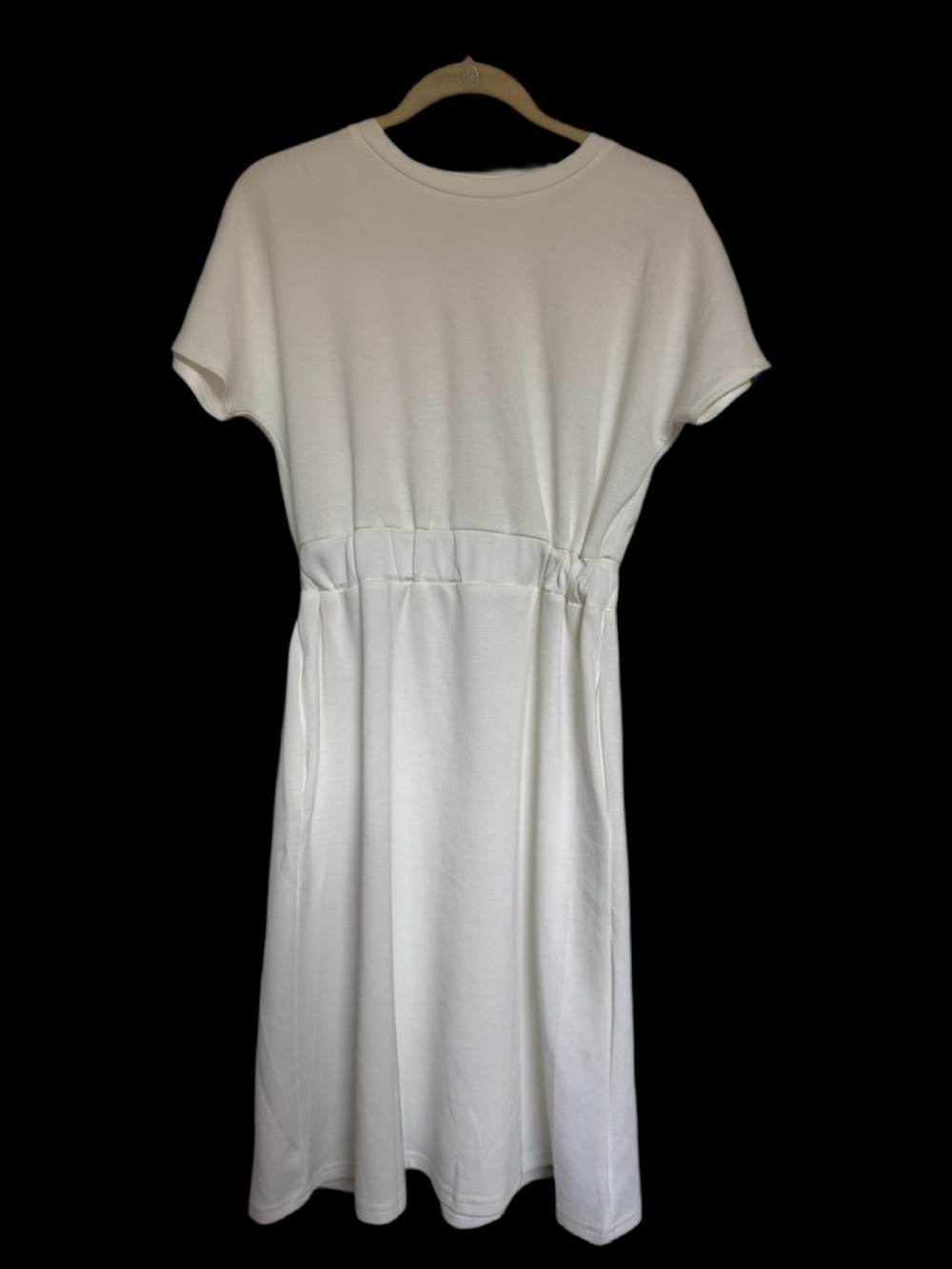 Classic White Short-Sleeve Gathered-Waist Dress